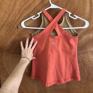Lululemon athletica orange coral racerback cross cross workout tank top